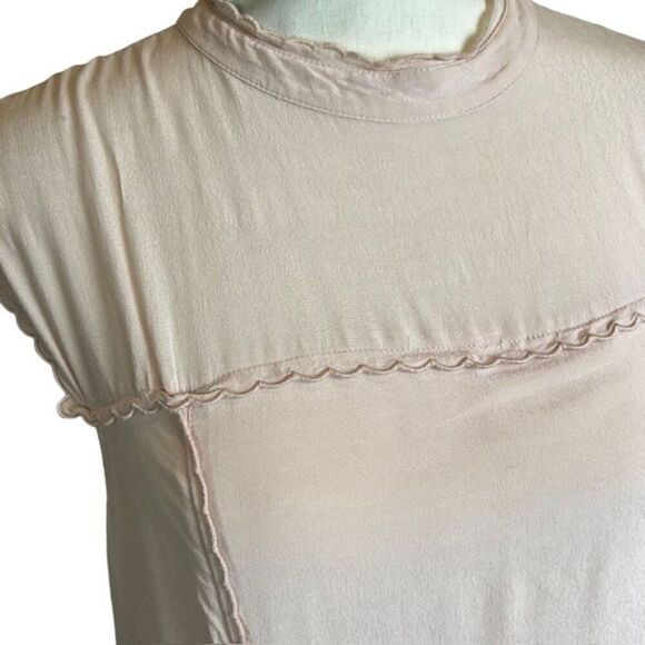 See by Chloe Light Pink Crepe High Neck Trimmed Feminine Romantic Dress Size 6 - Picture 3 of 12